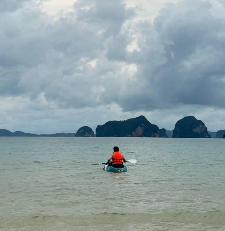 Kayaking off the islands in Thailand.